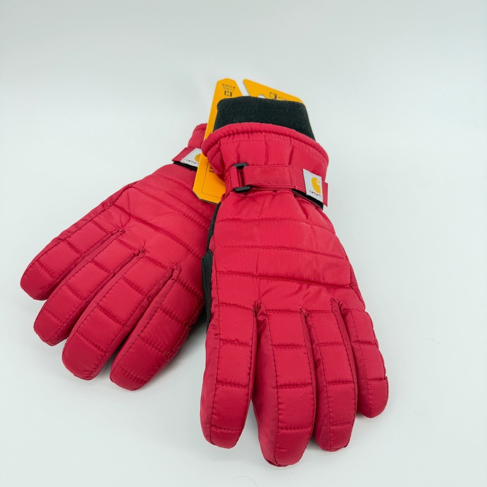 Carhartt Women's M Red Waterproof Insulated Quilted Knit Cuff Winter Gloves